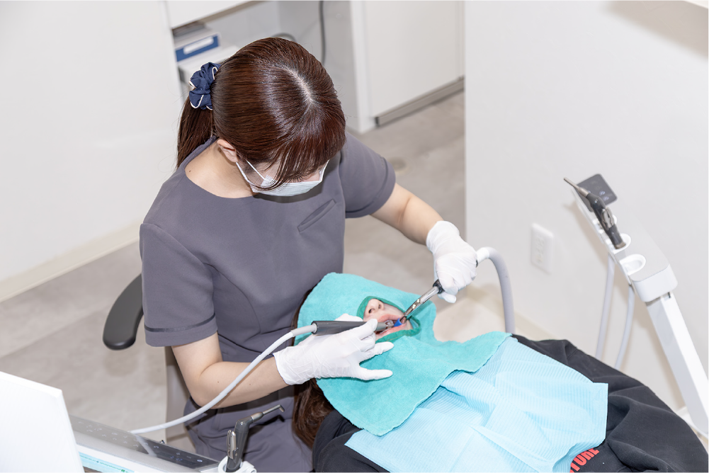 歯の模型を使って説明する様子